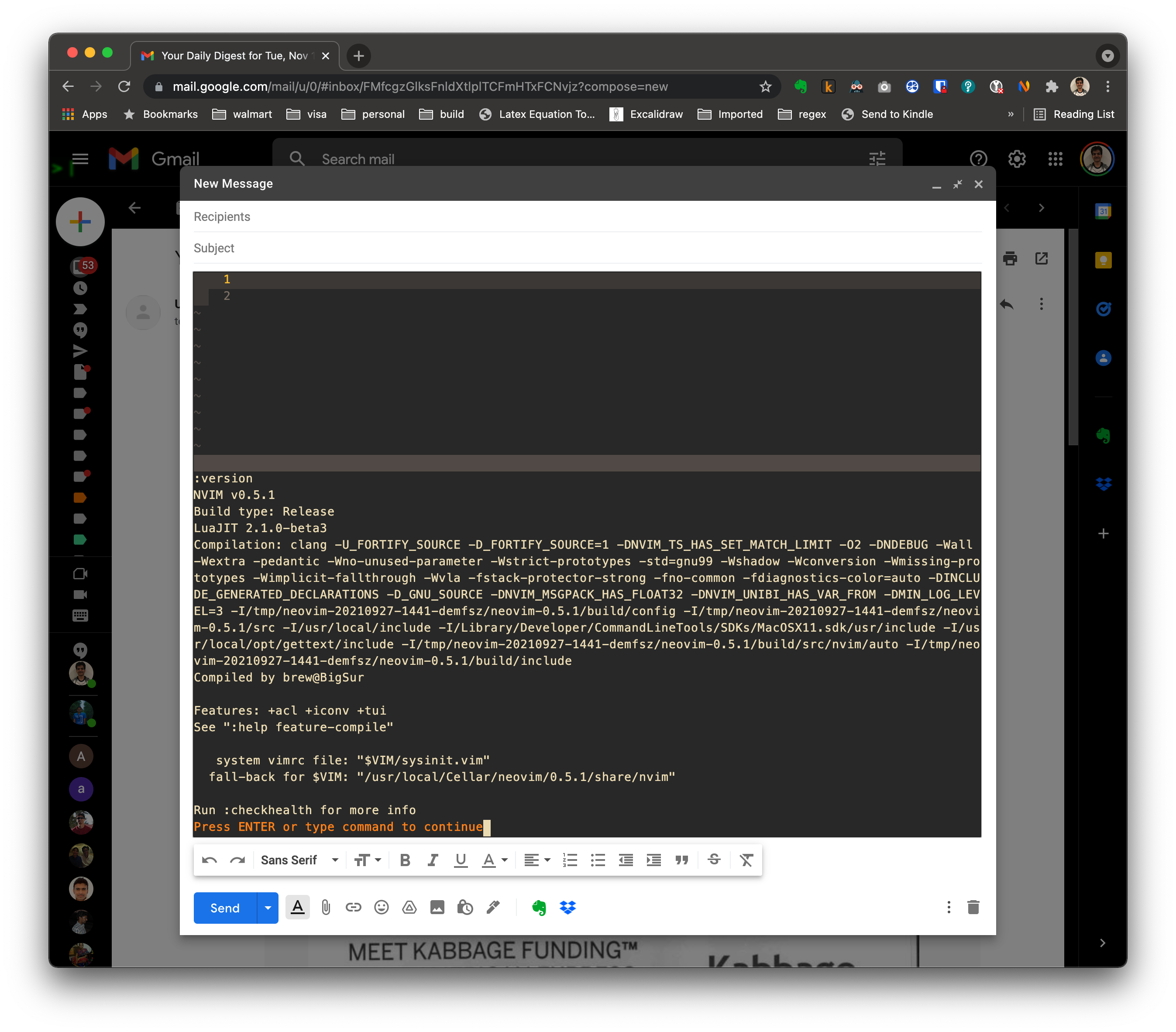Firenvim inside gmail