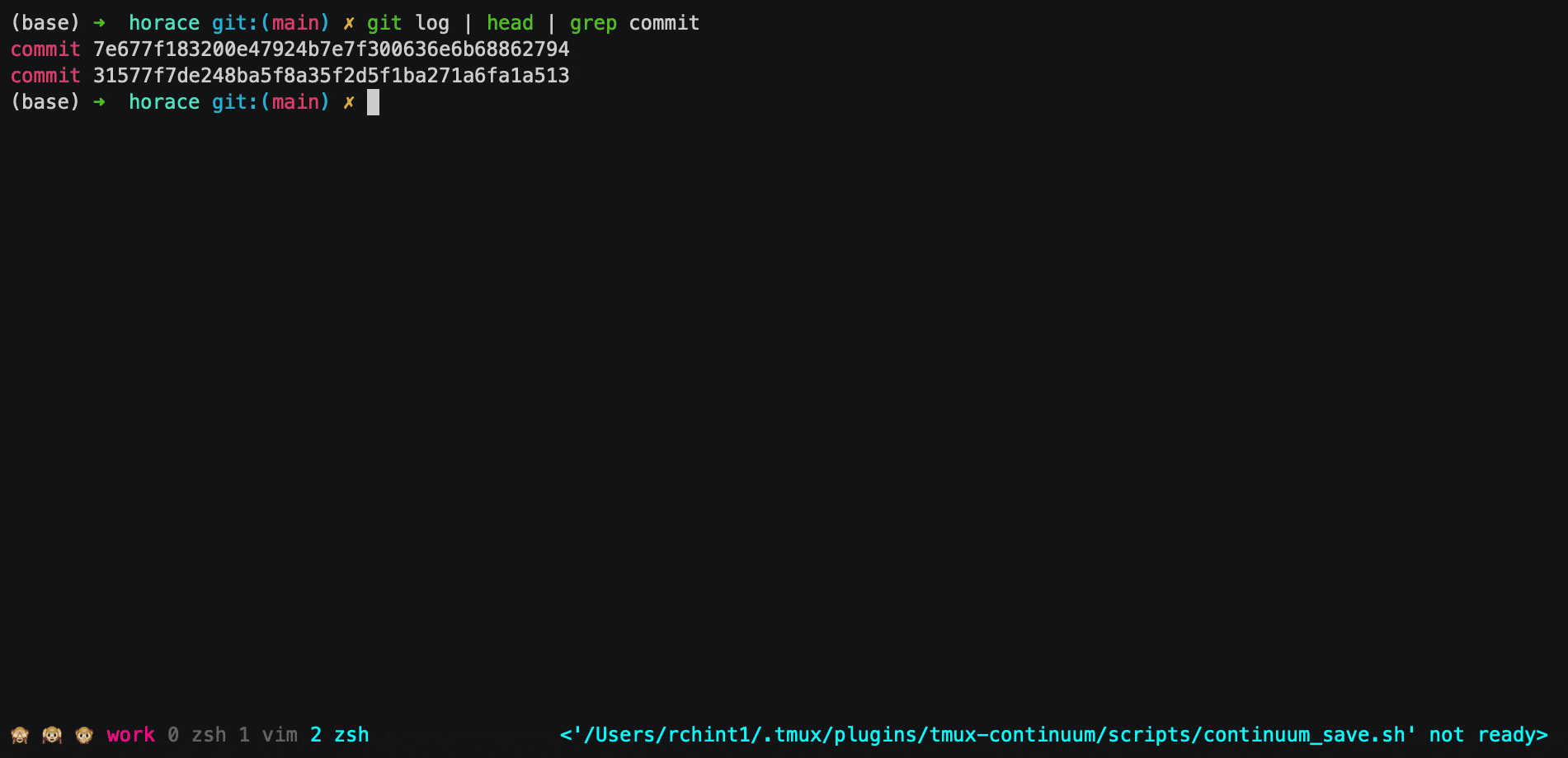 Tmux copy previous command output