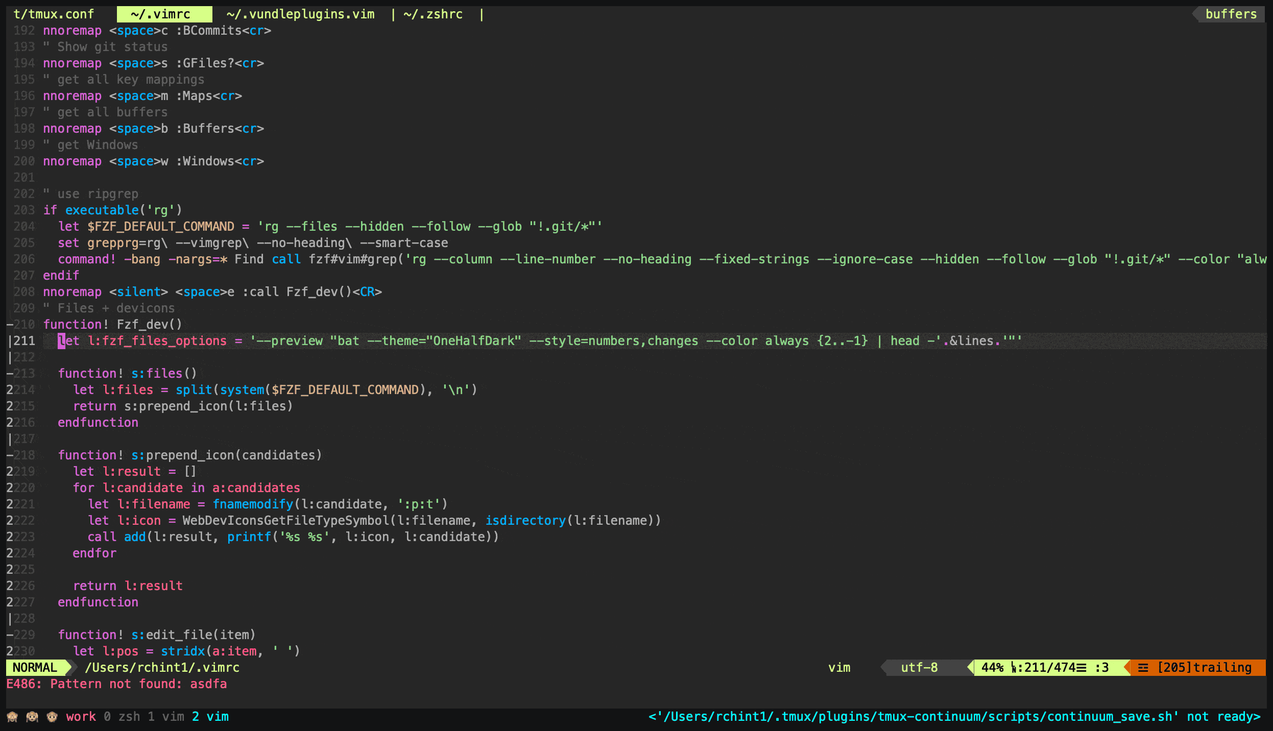 Vim fzf recent files