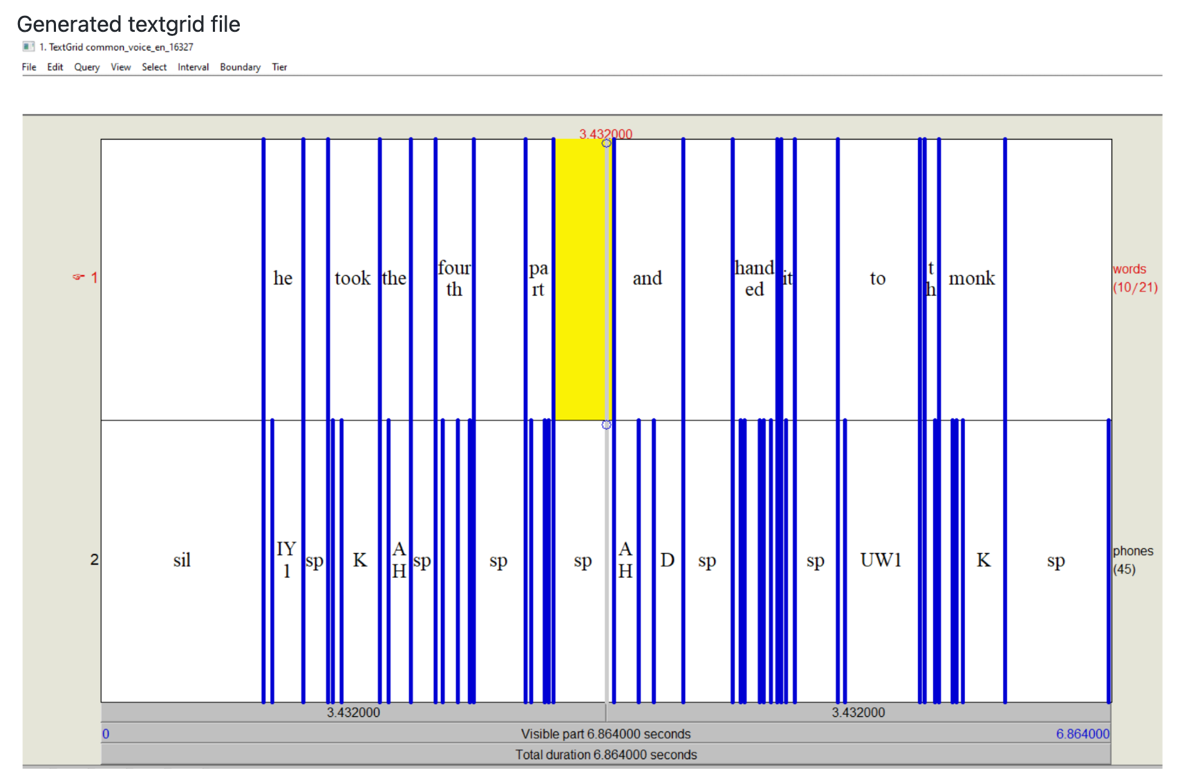 Generated text grid file